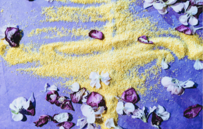 cornmeal on a blue table