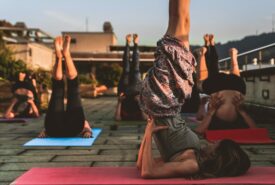 Yoga class on rooftop. Photo by Amin Sujan.