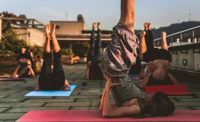 Yoga class on rooftop. Photo by Amin Sujan.